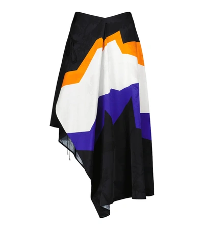 Loewe Asymmetric Draped Striped Satin-jacquard Midi Skirt In Multi-colour
