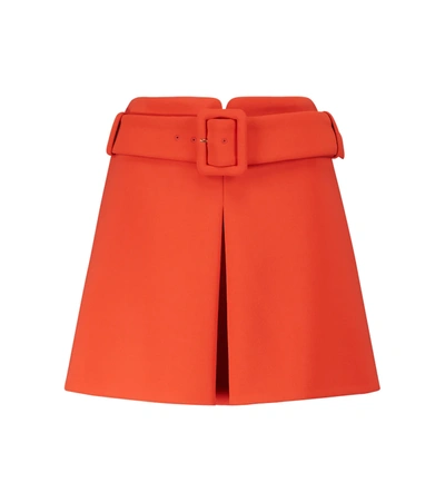 Versace Belted Front-slit Mini Skirt In Red
