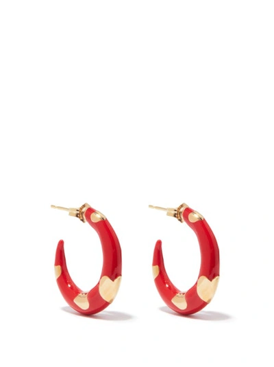 Alison Lou Amour 14-karat Gold And Enamel Hoop Earrings In Ylwgold