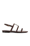 Saint Laurent Cassandra Calfskin Ysl Slingback Sandals In T Moro
