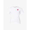 Comme Des Garçons Play Womens White Heart-embroidered Cotton-jersey T-shirt S