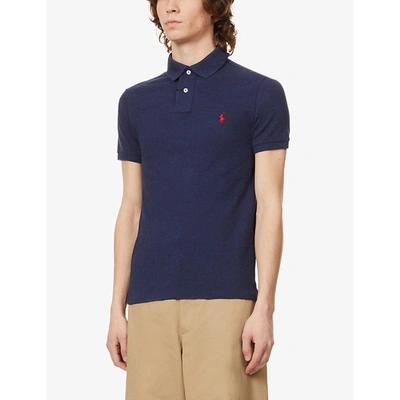 Polo Ralph Lauren Mens Spring Navy Logo-embroidered Slim-fit Cotton Polo Shirt M