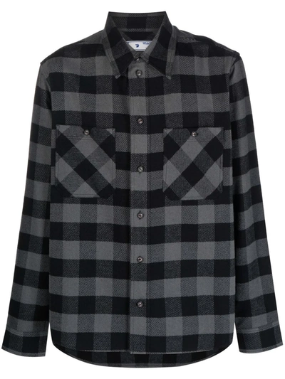 Off-white Arrows Print Flannel Shirt In Grey
