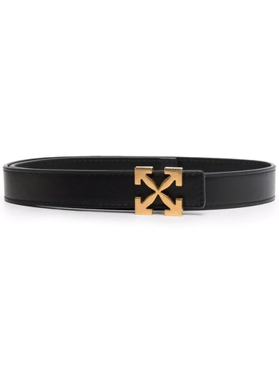 Off-white Arrow Reversible Leather Buckle Belt In Black