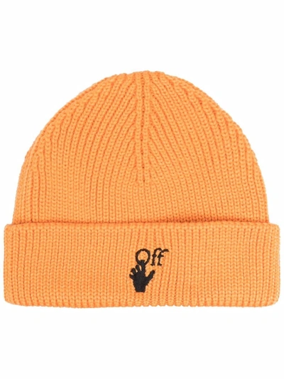 Off-white Hand Off Ribbed Beanie In Gelb