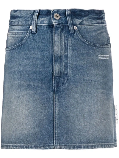 Off-white Off White High Waist Denim Skirt In Blue