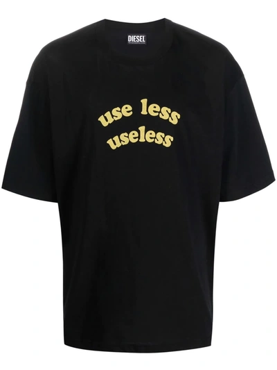 Diesel Slogan-print Oversized T-shirt In Schwarz