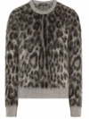Dolce & Gabbana Brushed Leopard-print Wool-blend Sweater In Grau