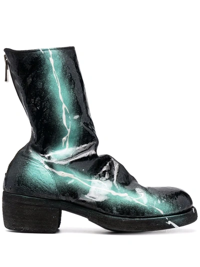 Guidi Paint-splatter Ankle Boots In Schwarz