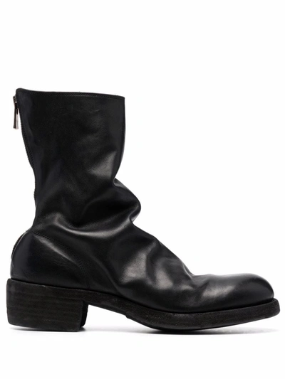 Guidi Zip-front Ankle Boots In Schwarz