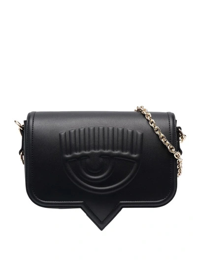 Chiara Ferragni Eyelike Embossed Shoulder Bag In Black