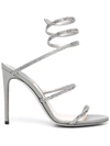 René Caovilla Womens Rene Caovilla Cleo Crystal-embellished Leather Heeled Sandals In Grau