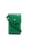 Ferragamo Gancini Mini Leather Crossbody Bag In Grün