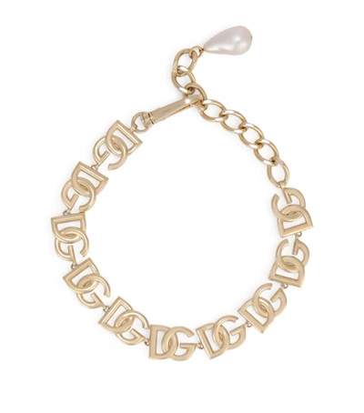 Dolce & Gabbana Logo-lettering Choker Necklace In Gold