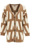Valentino Intarsia Wool Knit Oversize Cardigan In Mixed Colours