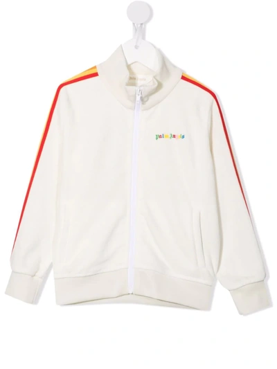 Palm Angels Kids' Side-stripe Track Jacket In White