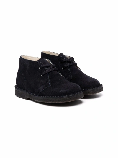 Il Gufo Kids' Suede Lace-up Ankle Boots In Blu