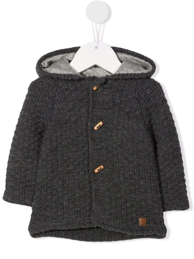 Paz Rodriguez Babies' Hooded Knit Jacket In Grey