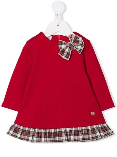 Paz Rodriguez Babies' Plaid Bow Dress In Red