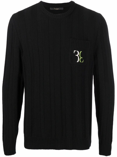 Billionaire Embroidered-logo Wool Jumper In Black