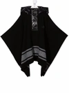 Moncler Black Poncho For Kids With Logo In Black