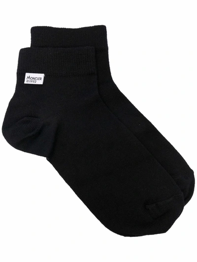 Moncler Logo Patch Socks In Black