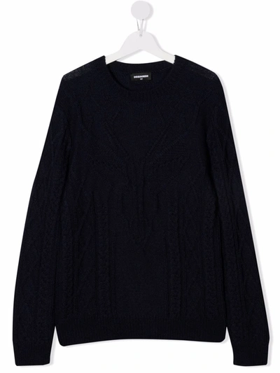 Dsquared2 Teen Cable-knit Jumper In Blue