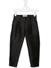 Simonetta Teen Tapered-leg Satin Trousers In Black