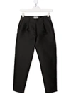 Simonetta Teen Tapered-leg Satin Trousers In Black