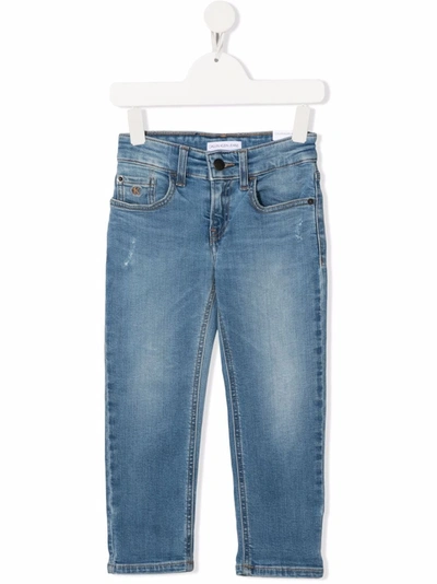 Calvin Klein Kids' Mid-rise Straight-leg Jeans In Blue