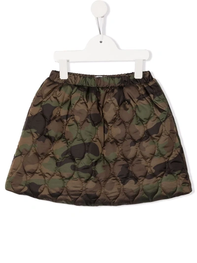 Il Gufo Kids' Miniskirt With Camouflage Pattern In Green