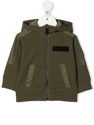 Dondup Babies' Logo-patch Hooded Jacket In Green