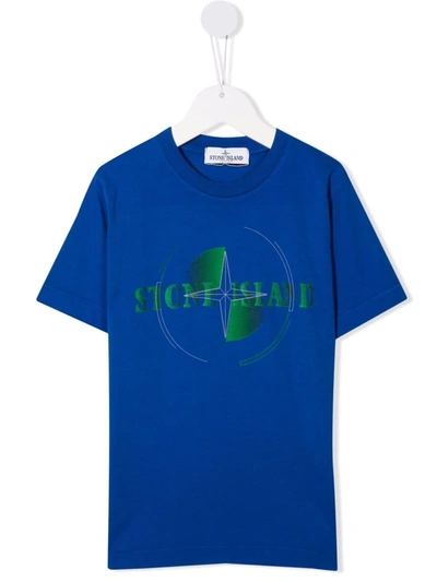 Stone Island Kids' Logo-print Cotton T-shirt In Arancio