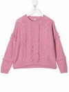 Il Gufo Kids Pink Sweater With Braids And Fringes In Pink