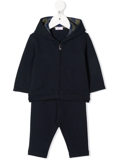 Il Gufo Babies' Hooded Zip-up Tracksuit Set In Blue