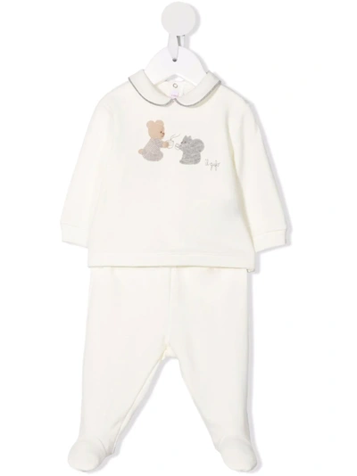 Il Gufo Babies' Embroidered Cotton Tracksuit In Neutrals