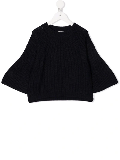 Il Gufo Kids' Ribbed-knitted Jumper In Blue