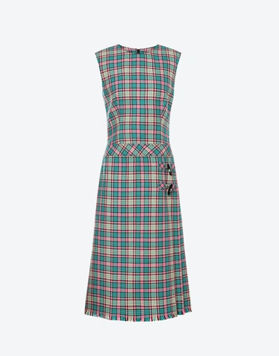 Boutique Moschino Check Pencil Dress In Teal