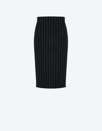 Moschino Pinstripe Print Skirt In Black
