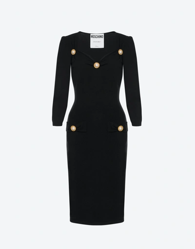 Moschino Stretch Viscose Dress With Pearls In Black