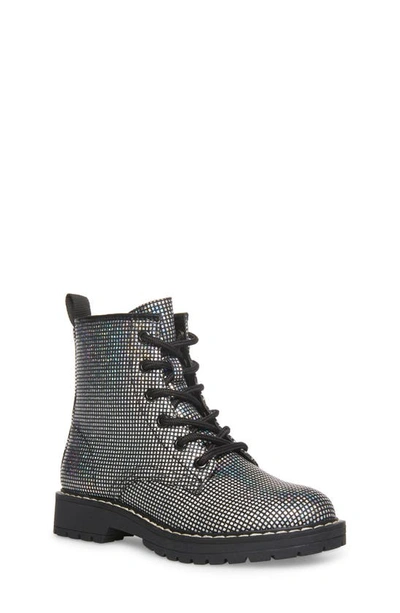 Steve Madden Kids' Bettyy Lace-up Boot In Pewter Multi