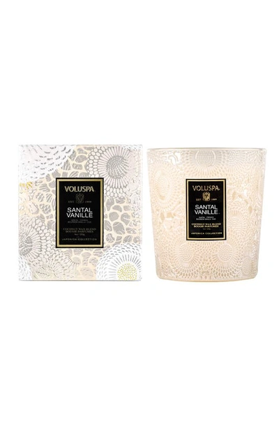 Voluspa Santal Vanille Embossed Glass Classic Candle In Santal Vanille J Classic