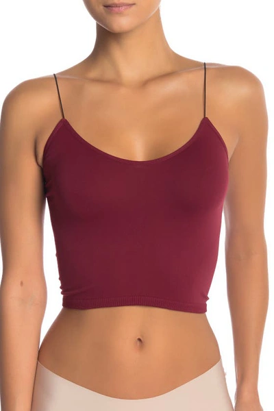 Free People Skinny Strap Cropped Camisole In Wine