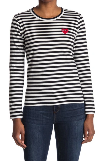 Comme Des Garçons Play Stripe T-shirt In 4 - Red/ White