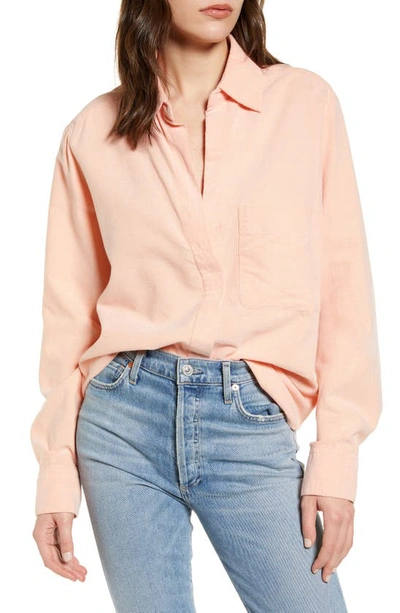 French Connection Siti Cotton Oxford Shirt In Neon Orange