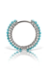 Maria Tash Single Turquoise & Diamond Pavé Huggie Hoop Earring In White Gold