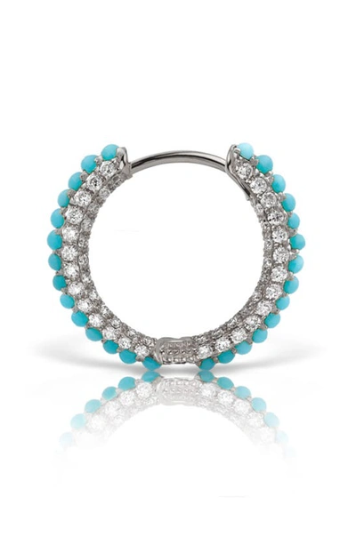 Maria Tash Single Turquoise & Diamond Pavé Huggie Hoop Earring In White Gold