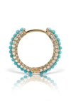 Maria Tash Single Turquoise & Diamond Pavé Huggie Hoop Earring In Yellow Gold