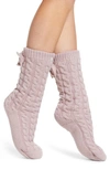 Ugg Laila Bow Fleece Lined Socks In Mauve Fog / Gold