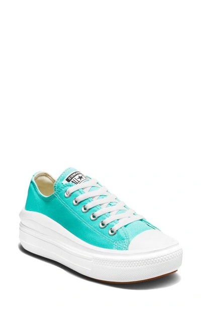 Converse Chuck Taylor® All Star® Move Low Top Platform Sneaker In Electric Aqua/ White/ White